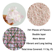 Cherry Blossom Artificial Flower Wall Mat Panels 10 Pcs Pink Silk Backdrop