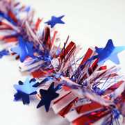 4th of July Garland 10 Ft Red White Blue Tinsel Artificial Decoration