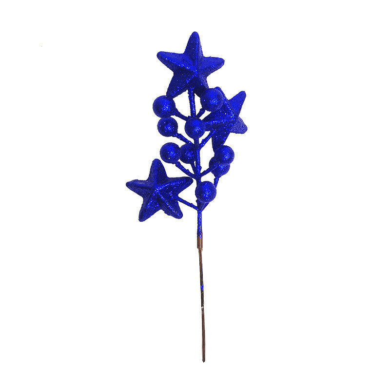 8 Inch Artificial Glitter Stars and Berries Stems, 10 Pcs Patriotic 4th of July Floral Decorations