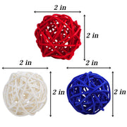 24 Pcs Patriotic Star Hanging Ornaments, Wicker Rattan Christmas Decorations