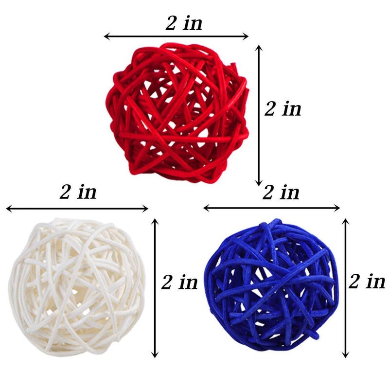 24 Pcs Patriotic Star Hanging Ornaments, Wicker Rattan Christmas Decorations