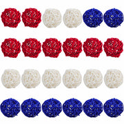 24 Pcs Patriotic Star Hanging Ornaments, Wicker Rattan Christmas Decorations