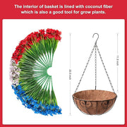 4th of July Artificial Hanging Flower Basket, UV Resistant, Bulk Quantity, DIY Decor