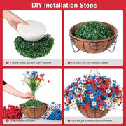 4th of July Artificial Hanging Flower Basket, UV Resistant, Bulk Quantity, DIY Decor