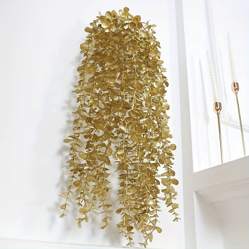 5-Pack Gold Artificial Eucalyptus Garland - 28.4in Hanging Vines for Wall & Party Decor