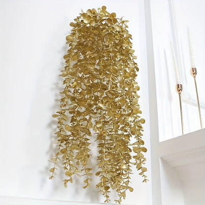5-Pack Gold Artificial Eucalyptus Garland - 28.4in Hanging Vines for Wall & Party Decor