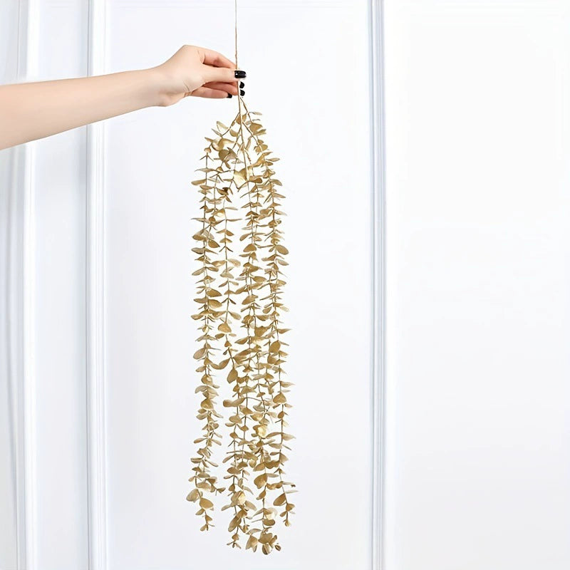 5-Pack Gold Artificial Eucalyptus Garland - 28.4in Hanging Vines for Wall & Party Decor