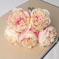 Bulk 2 Pcs Luxury Artificial Peony Bouquets 10 Real Touch Silk Stems with Foliage Wedding Arch Florals Table Centerpieces & Boho Home Decor No Fade Faux Flowers 7 Colors Wholesale