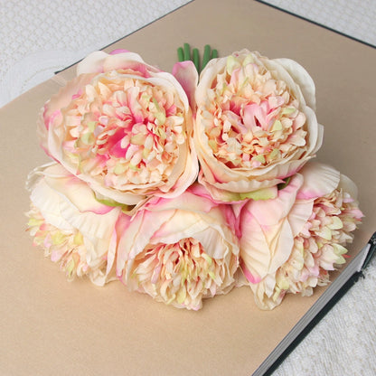 Bulk 2 Pcs Luxury Artificial Peony Bouquets 10 Real Touch Silk Stems with Foliage Wedding Arch Florals Table Centerpieces & Boho Home Decor No Fade Faux Flowers 7 Colors Wholesale