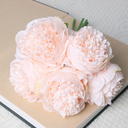 Bulk 2 Pcs Luxury Artificial Peony Bouquets 10 Real Touch Silk Stems with Foliage Wedding Arch Florals Table Centerpieces & Boho Home Decor No Fade Faux Flowers 7 Colors Wholesale