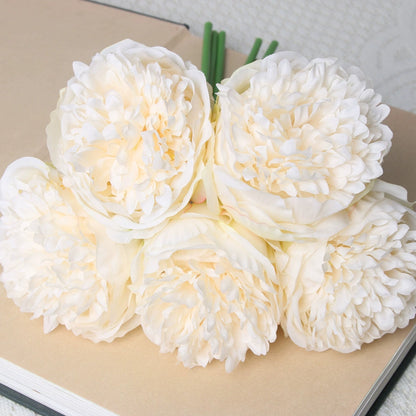 Bulk 2 Pcs Luxury Artificial Peony Bouquets 10 Real Touch Silk Stems with Foliage Wedding Arch Florals Table Centerpieces & Boho Home Decor No Fade Faux Flowers 7 Colors Wholesale