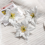 50 Pcs Artificial Poinsettia Christmas Flowers for Tree Ornaments Bulk Pack