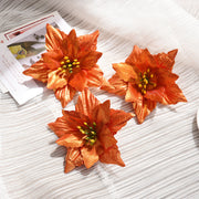 50 Pcs Artificial Poinsettia Christmas Flowers for Tree Ornaments Bulk Pack