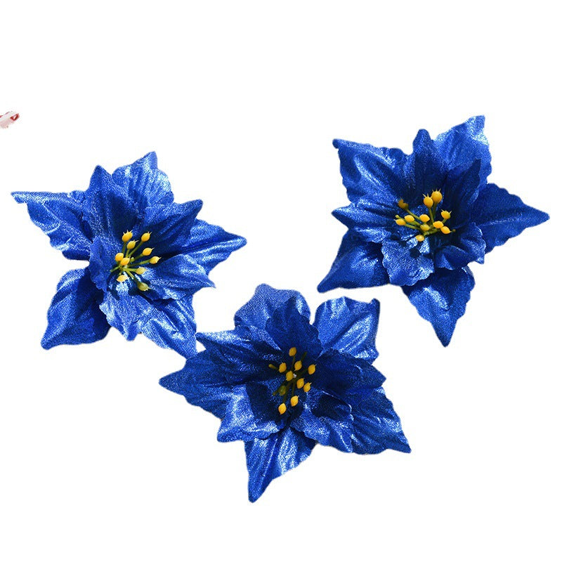 50 Pcs Artificial Poinsettia Christmas Flowers for Tree Ornaments Bulk Pack