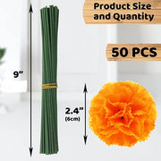 50 Pcs Artificial Marigold Flower Heads with Detachable Stems Bulk Wholesale