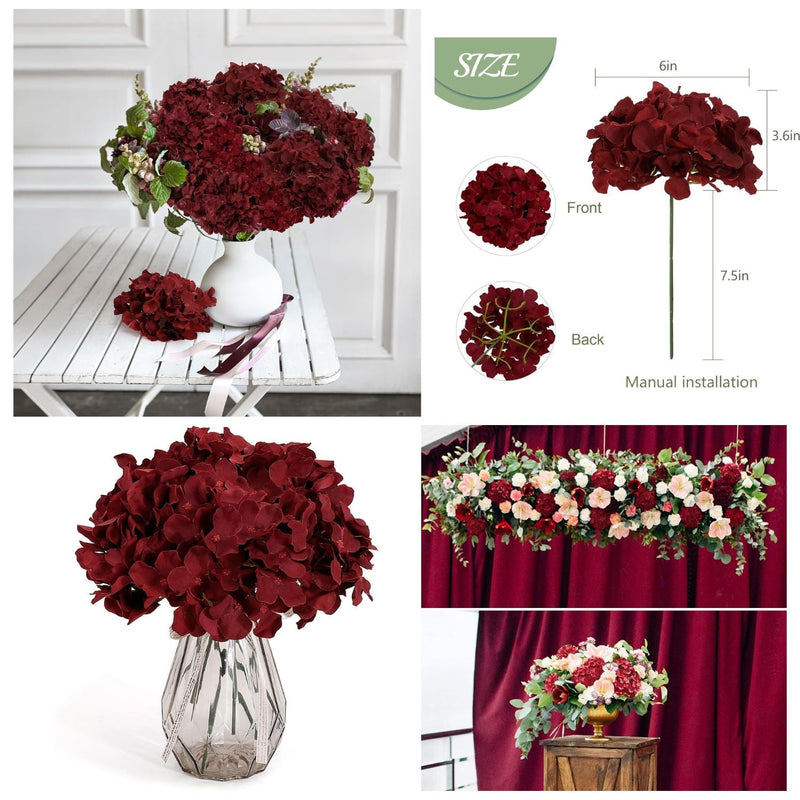 64 Pcs Silk Hydrangea Flowers Artificial Blooms 3-4 Inch for Wedding Centerpieces Home Decor