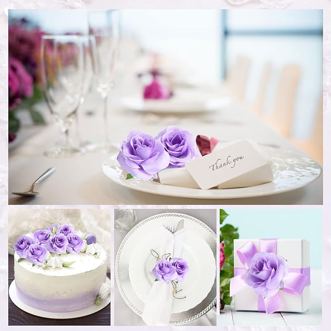 50 Pcs Artificial Tiny Rose Flower Heads for Crafts Wedding Centerpieces Bridal Shower Home Decor