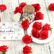 50 Pcs Artificial Tiny Rose Flower Heads for Crafts Wedding Centerpieces Bridal Shower Home Decor
