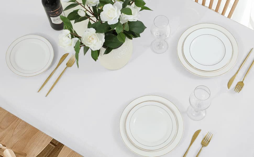 Bulk Solid Plaid Jacquard Spring Tablecloth Wrinkle and Water Resistant, Contemporary Woven Decorative Table Cover for Holiday Events Wholesale