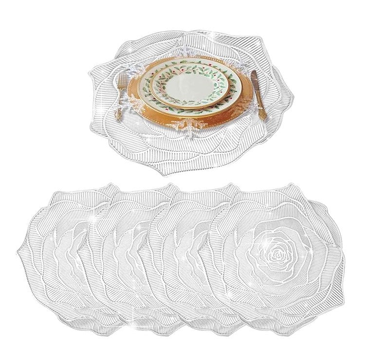 Bulk 2Pcs Irregularity Placemat Heat-Resistant PVC Placemat 15 inch Non-Slip Table Mats Wholesale