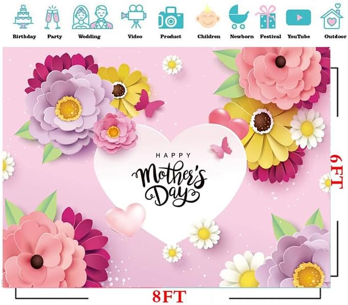 Bulk 7x5ft Mother's Day Banner Background Photography Backdrops for Mother's Day Party Decor and Decoration Wholesale