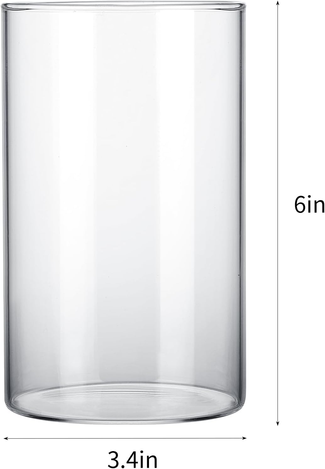 Commercial Venue Clear Glass Cylinder Vase for Floral & Aquatic Displays (3.4" D x 6" H) 12-Pack