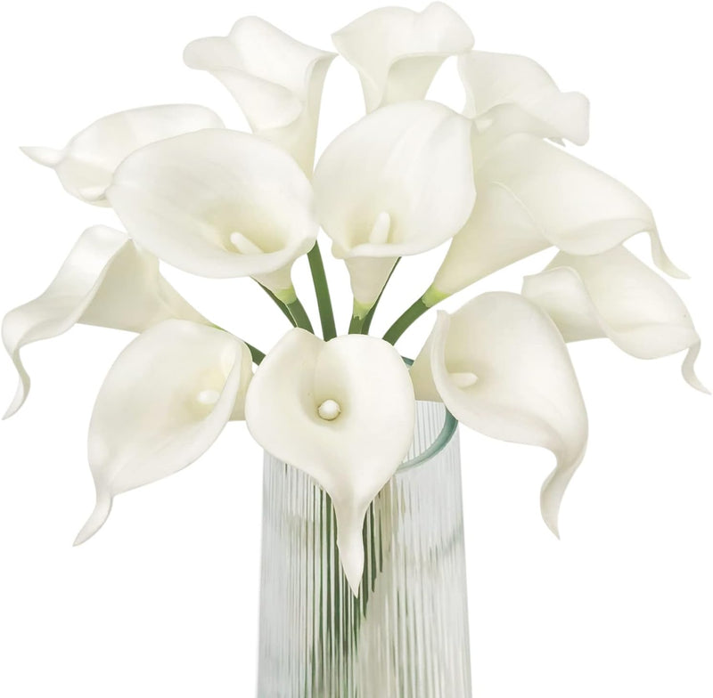 12 Pcs Artificial Calla Lilies Bouquet Stems, 12 Inch Velvety Teal Blue Silk Flowers for Wedding and Home Decor