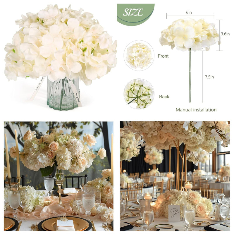 64 Pcs Silk Hydrangea Flowers Artificial Blooms 3-4 Inch for Wedding Centerpieces Home Decor