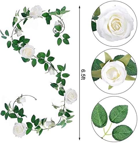 4 Pcs 26 Ft Pink Artificial Silk Rose Vine Garland, 6 Ft Segments, Realistic Flowers for Wedding Arches & Party Decor