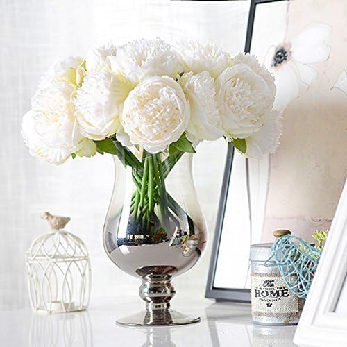 Bulk 2 Pcs Luxury Artificial Peony Bouquets 10 Real Touch Silk Stems with Foliage Wedding Arch Florals Table Centerpieces & Boho Home Decor No Fade Faux Flowers 7 Colors Wholesale