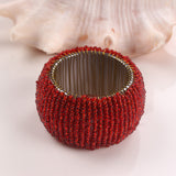 Bulk Set of 6 Gold Handmade Beaded Napkin Rings Elegant Table Napkin Holders for Dining Parties and Everyday Wholesale