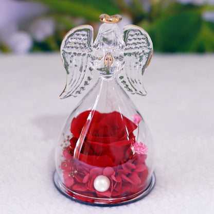 Bulk Praying Angel Rose Figurine with Preserved Flower Gift for Women Mom Grandma Valentine's Day Mother's Day Birthday Wholesale