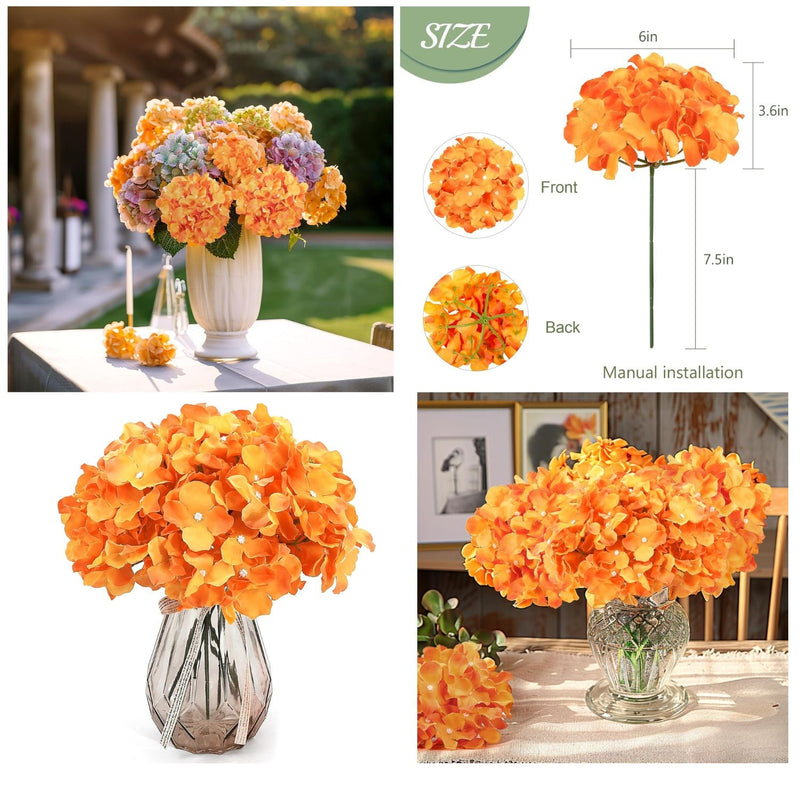64 Pcs Silk Hydrangea Flowers Artificial Blooms 3-4 Inch for Wedding Centerpieces Home Decor