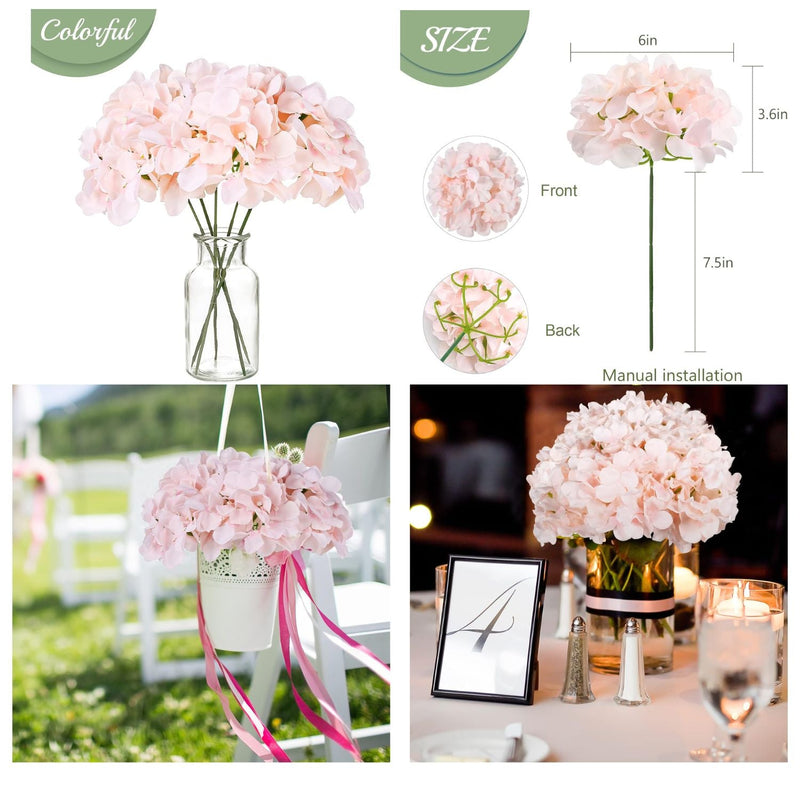 64 Pcs Silk Hydrangea Flowers Artificial Blooms 3-4 Inch for Wedding Centerpieces Home Decor