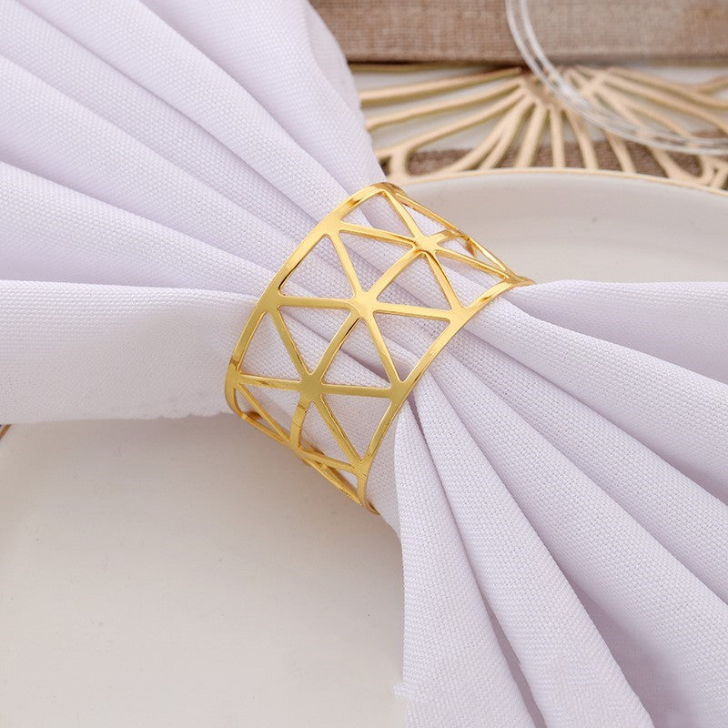 Bulk 12 Pcs triangular Metal Napkin Rings Suitable for Hotel Wedding Holiday Party Decoration Wholesale