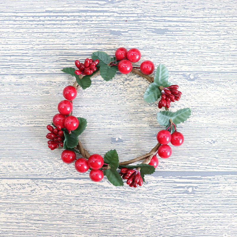 Christmas Candle Cranberry Mini Wreaths Artificial Holiday Decor