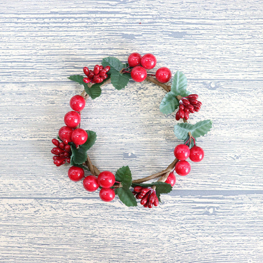 Christmas Candle Cranberry Mini Wreaths Artificial Holiday Decor