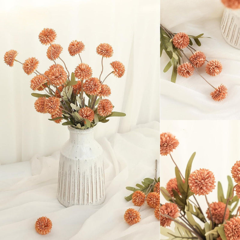 5 Pcs Artificial Silk Pompon Mums Flowers, Beige, 6 Inch Stems, Realistic Chrysanthemums for DIY Bouquets and Wedding Decor