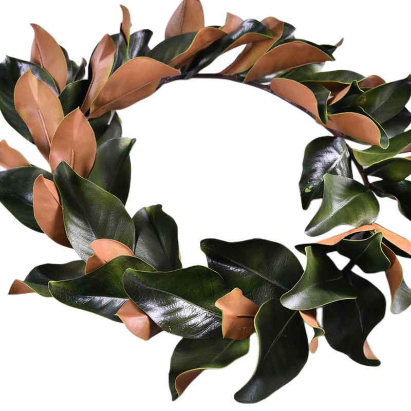56 Inch Magnolia Leaf Garland 56 Pcs Real Touch Artificial Leaves Fall Mantle Decor
