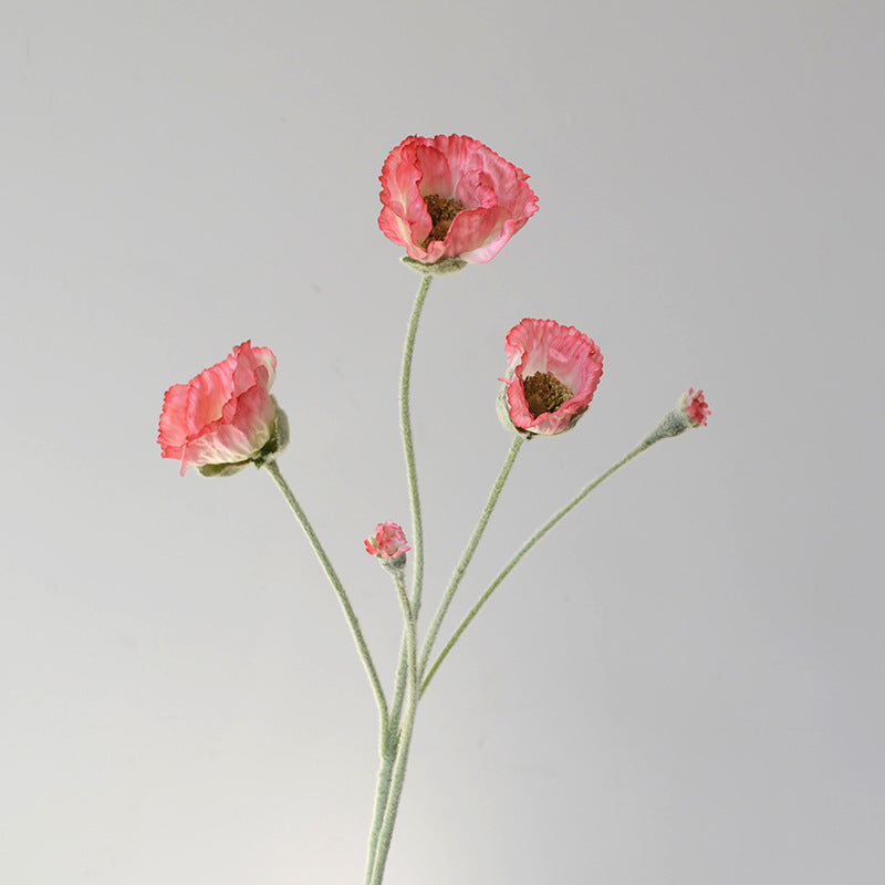 25.5 Inch Artificial Silk Poppy Stem 1 Pc Bulk Wholesale