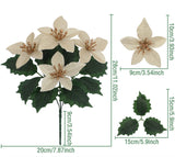 5 - Fork Artificial Poinsettia Flowers for Christmas & Holiday Decor