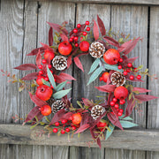Pomegranate Artificial Wreath 14 Inch Autumn Winter Thanksgiving Decor Bulk Quantity