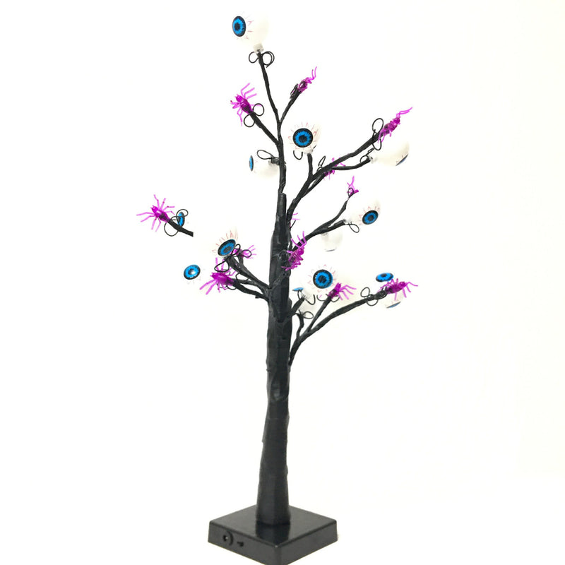 Halloween Tree with Lights 1 Pc Spooky Eyeball Ghost Spider Artificial Decoration