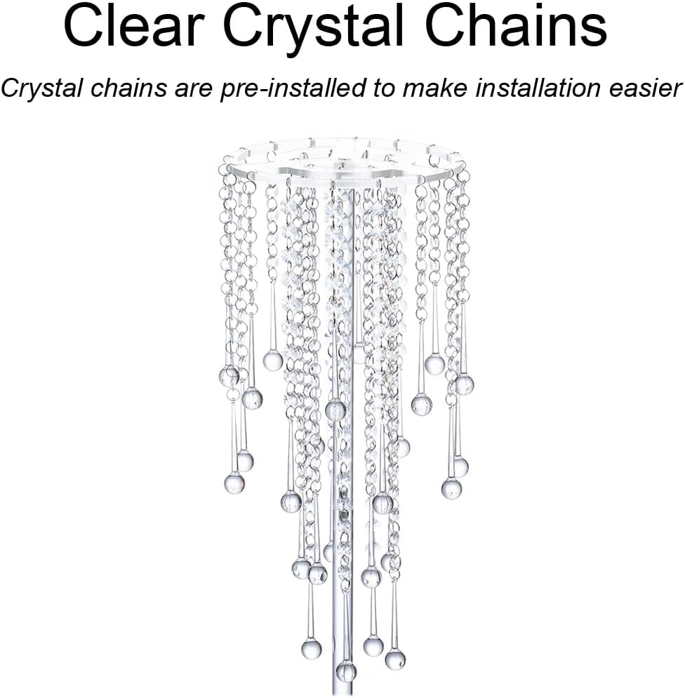 Bulk Set of 2 Elegant 23.6 Inch Acrylic Wedding Centerpiece Vases with Crystal Chandeliers Clear Flower Stands for Table Decorations at Weddings Parties and Home Events Wholesale