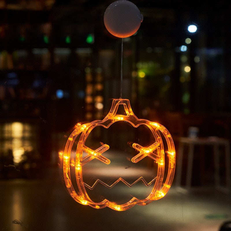 Bulk Halloween Decor LED Pumpkin String Lights with Suction Cups Spooky Ghost Lanterns and Spider Web Hanging Lights Wholesale