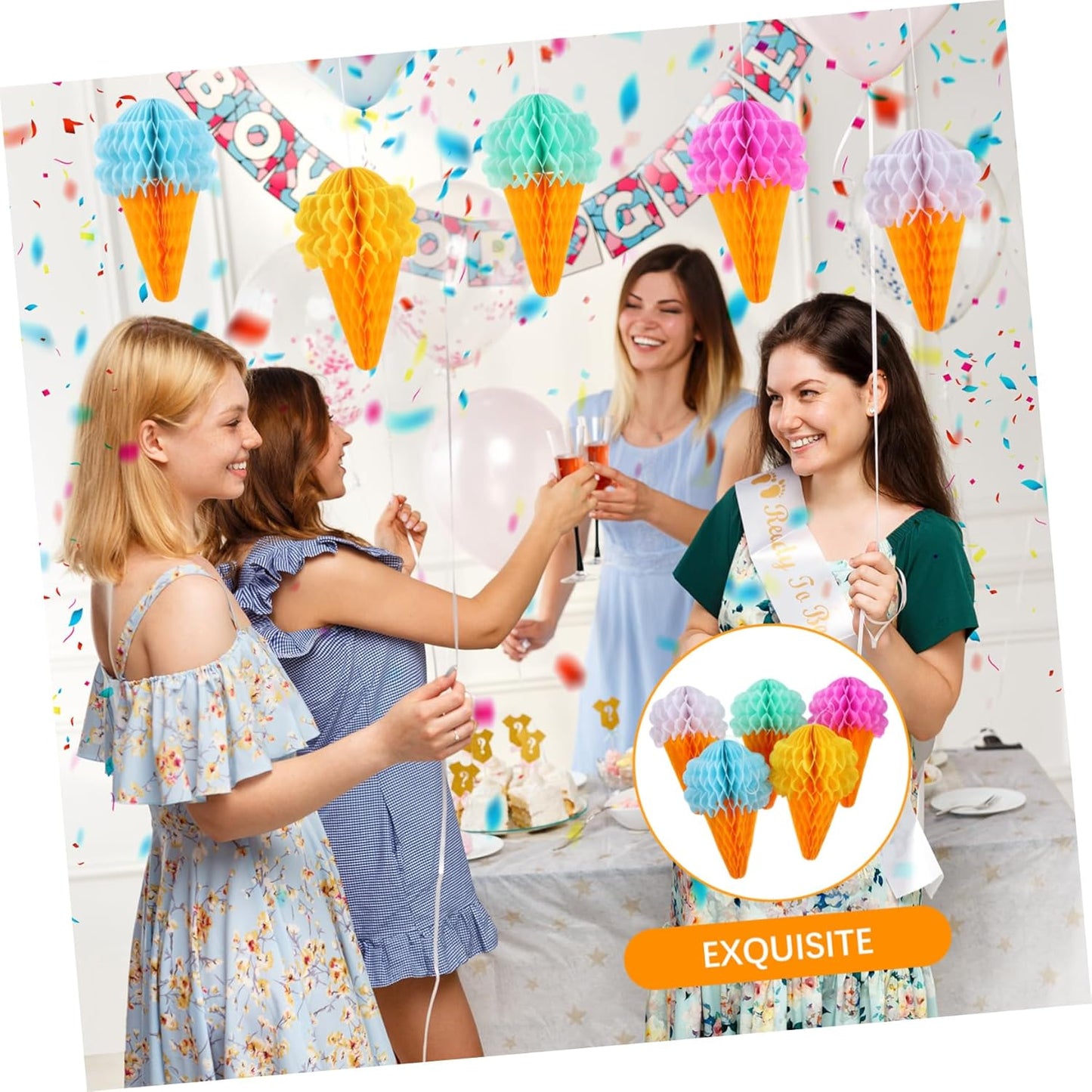 Bulk 10 Pcs Ice Cream Honeycomb Ball Backdrop Streamers Perfect for Birthday Parties Holiday Celebrations Hawaiian Weddings and Summer Decor Wholesale