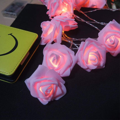 Bulk 10FT 20LED Pink Rose Flower String Lights Battery Operated 5cm Large Rose Flowers for Valentine's Day Wedding Home Party Festival Decor Wholesale
