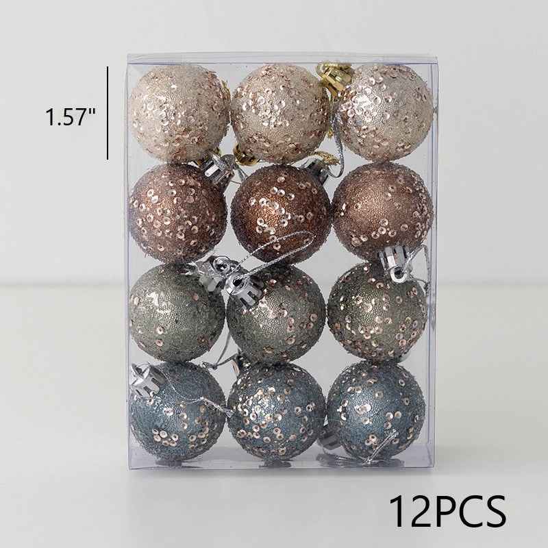 Blue Glitter Christmas Ball Ornaments Set, 12 Pcs Hanging Decorations for Tree, Holiday Home Decor