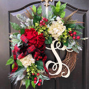 Christmas Artificial Letter Wreath 16 Inch and 12 Inch Decorative Holiday Decor