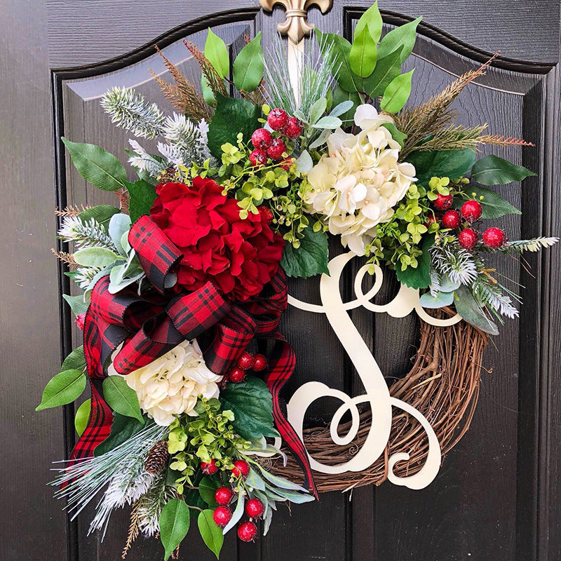 Christmas Artificial Letter Wreath 16 Inch and 12 Inch Decorative Holiday Decor